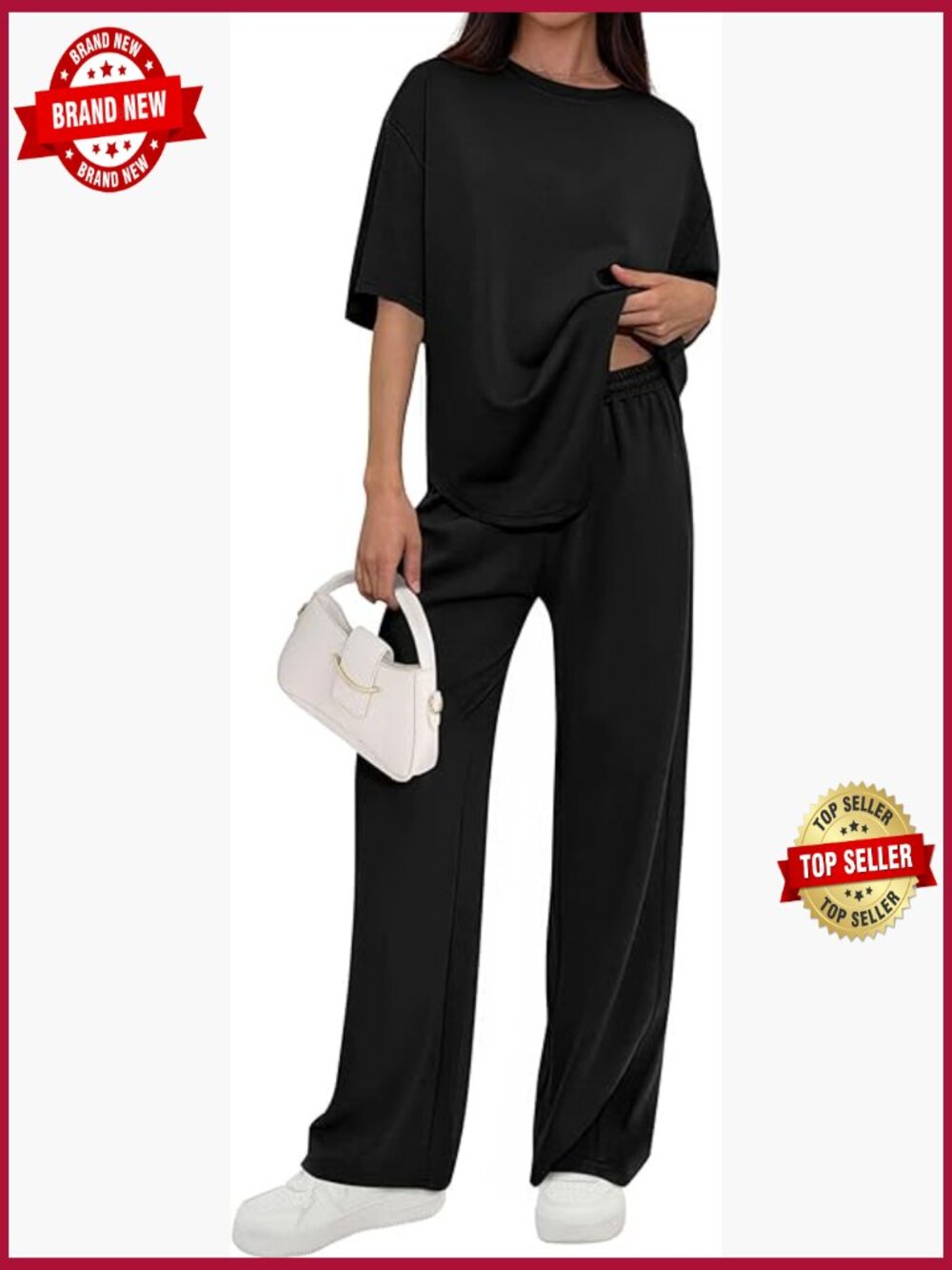 2 Piece Lounge Sets Short Sleeve Wide Leg Pants Set Travel Outfits